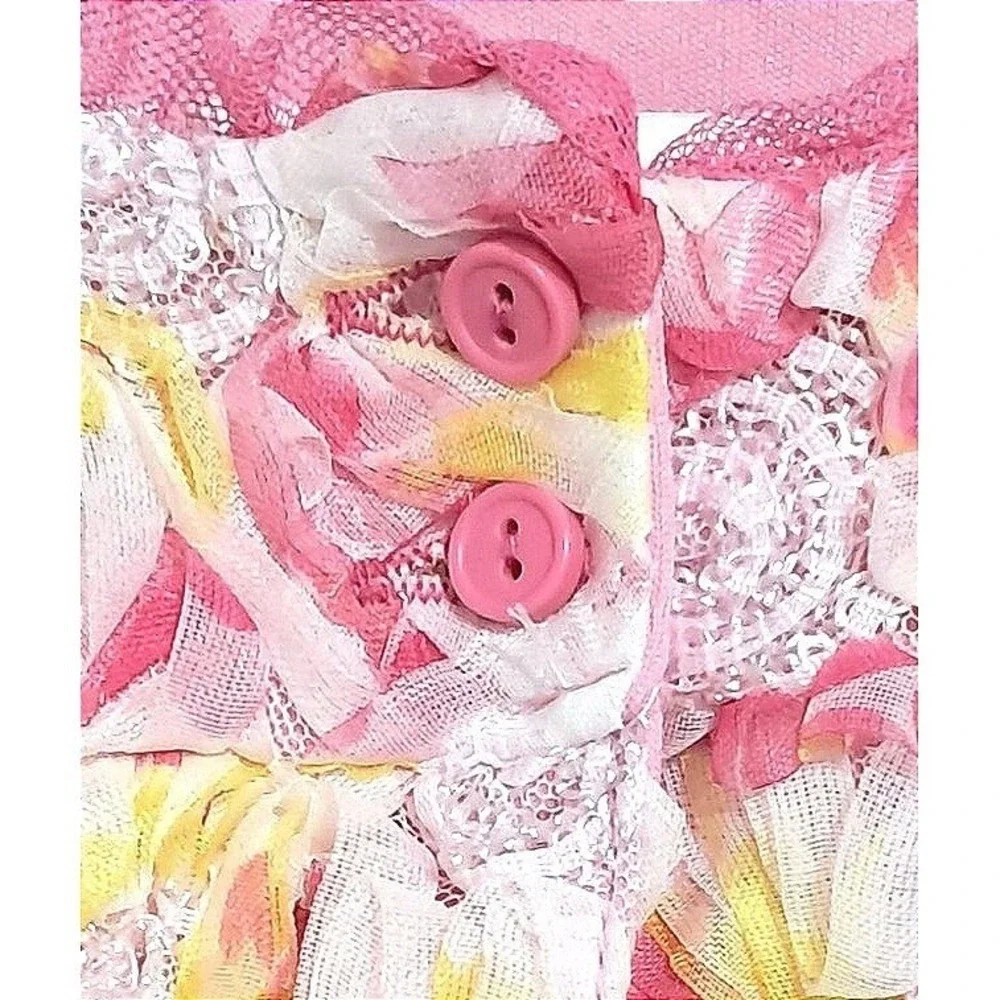 Floral Nannette Baby Romper Baby Girls‎ 0/3M Pink 3D Rosette Lace Trim